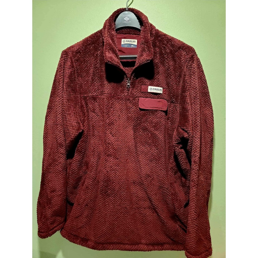 Magellan Outdoors Classic Fit Burgundy Fleece Pullover Jacket XXL
